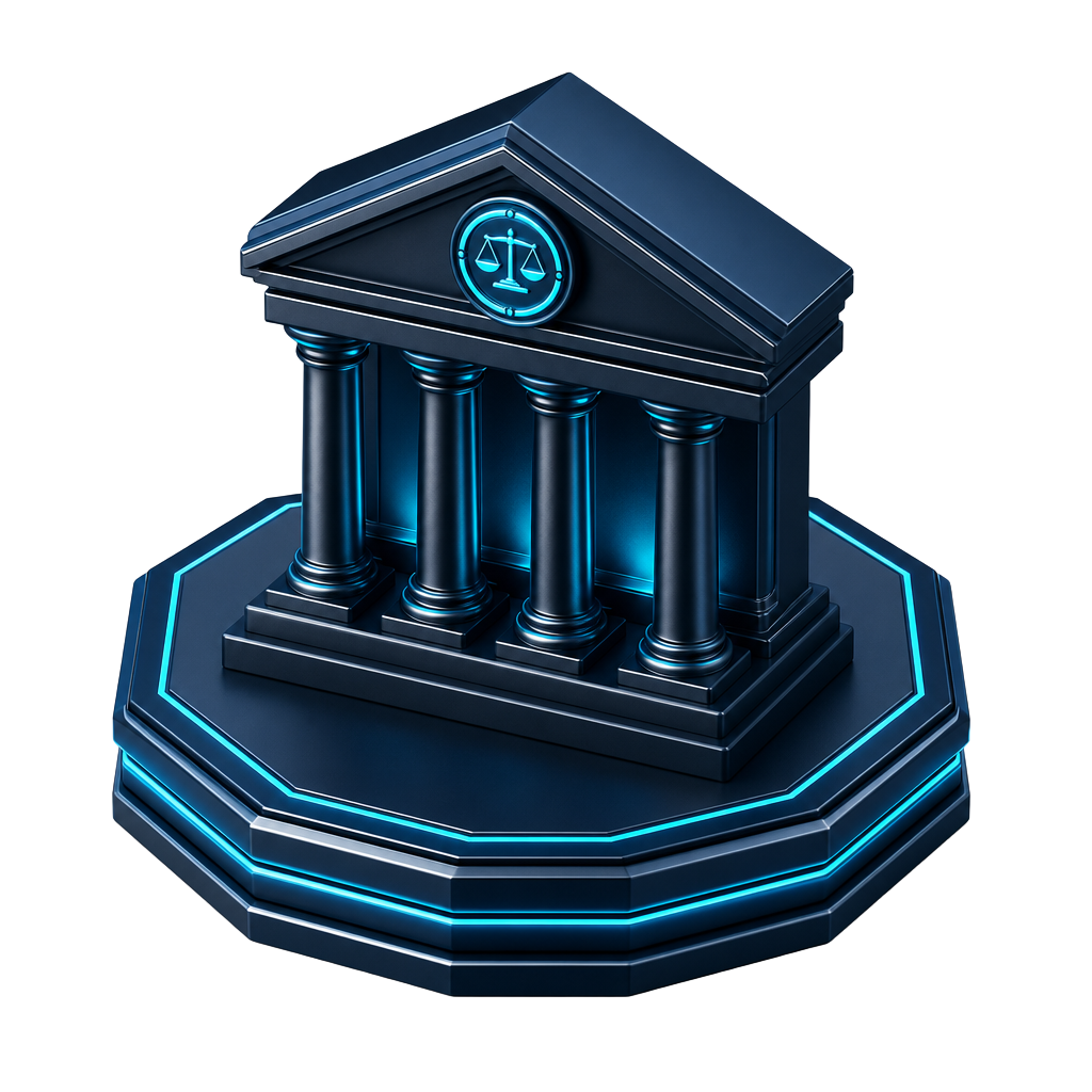 Follow treasury decisions — 3D institutional treasury building